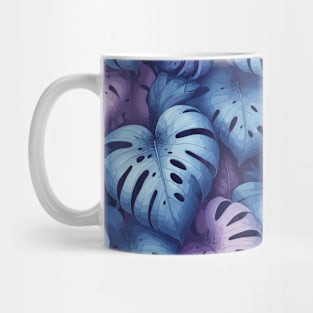 Purple Blue Monstera Tropical Leaves Mug